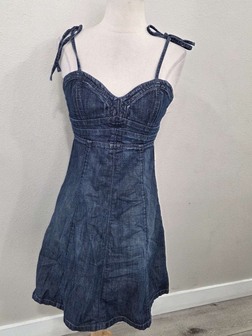 Guess Denim Tie-Shoulder Sundress in Washed Blue